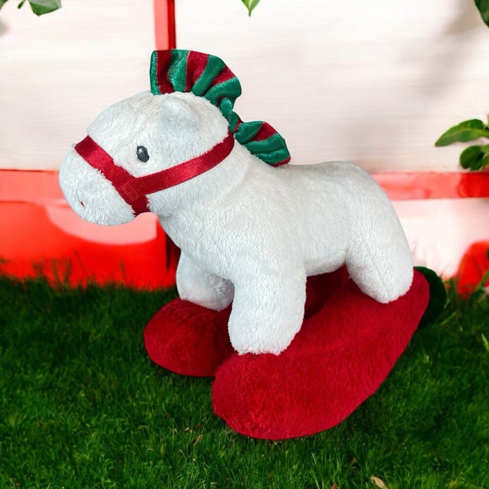 TY Pluffies Pretty Pony Christmas Rocking Horse TyLux Plush Stuffed Animal Toy
